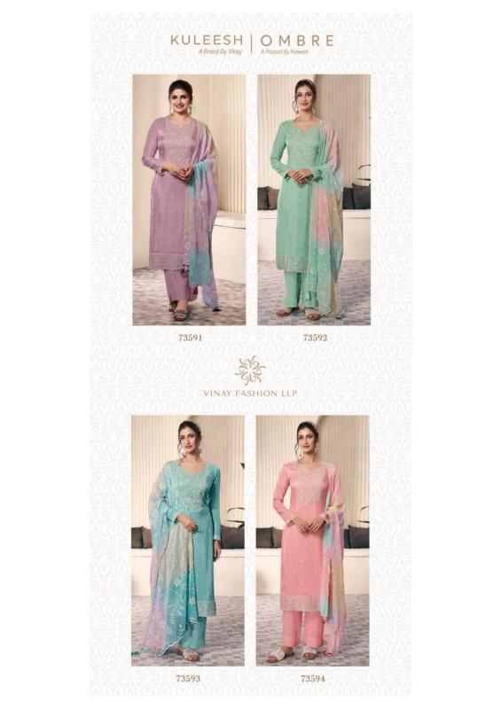 Vinay Kuleesh Ombre 73591 to 73594 Catalog unstitched suits party wear