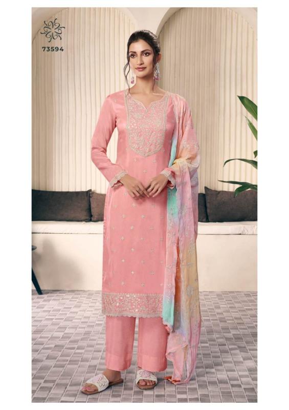 Vinay Kuleesh Ombre 73591 to 73594 Catalog unstitched suits party wear