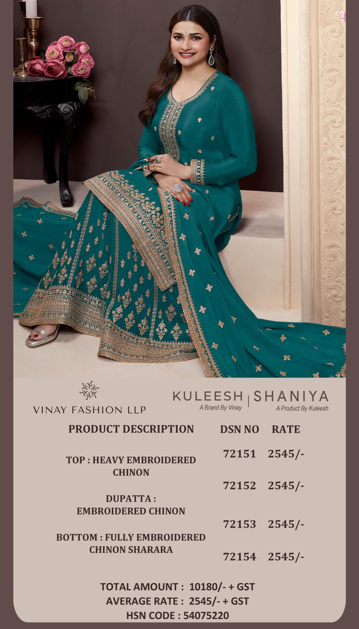 Vinay Kuleesh Shania Catalog salwar kameez set online