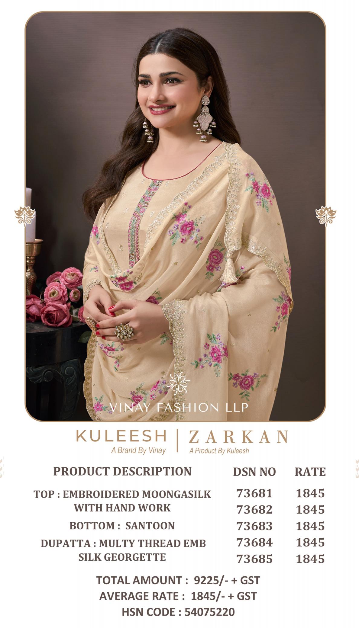 Vinay Kuleesh Zarkan Catalog Embroidered Salwar Kameez