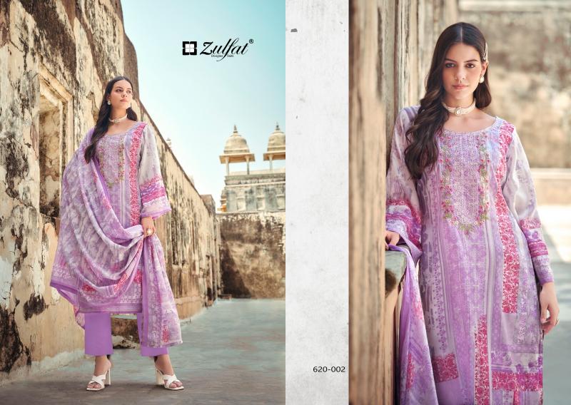 Zulfat Gulnaaz 620 Series Catalog Cotton oh la la dress materials wholesale dealer