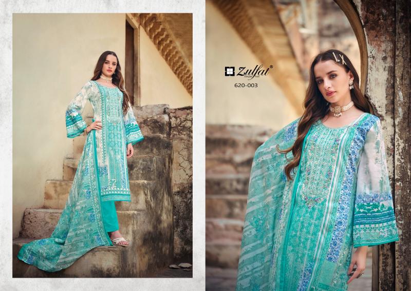 Zulfat Gulnaaz 620 Series Catalog Cotton oh la la dress materials wholesale dealer