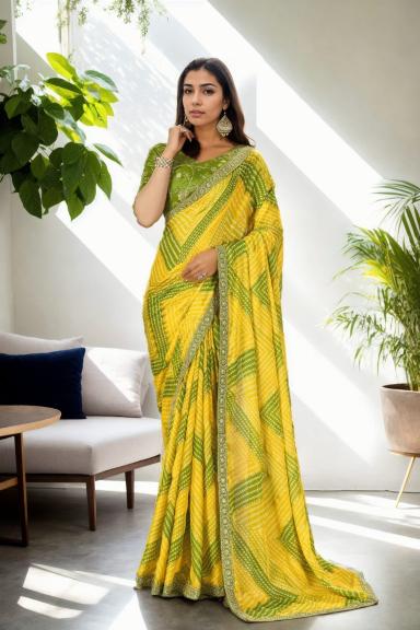 Dazira Jf 2095 97 catalog Bhandhej yellow bollywood saree online india