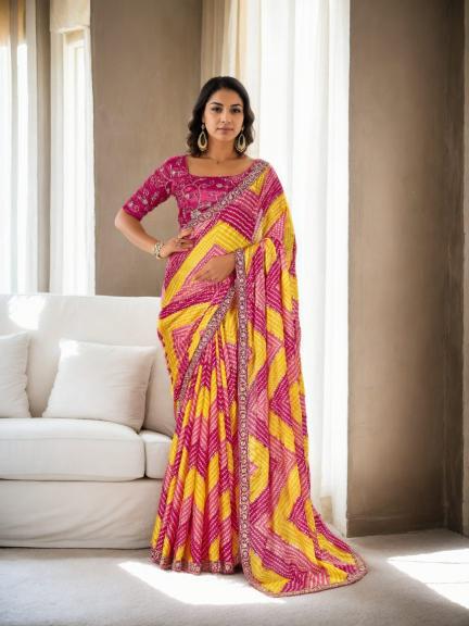 Dazira Jf 2095 97 catalog Bhandhej yellow bollywood saree online india