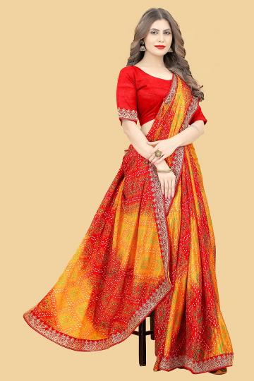 Dazira Mayurika 1 catalog red bandhani saree online india