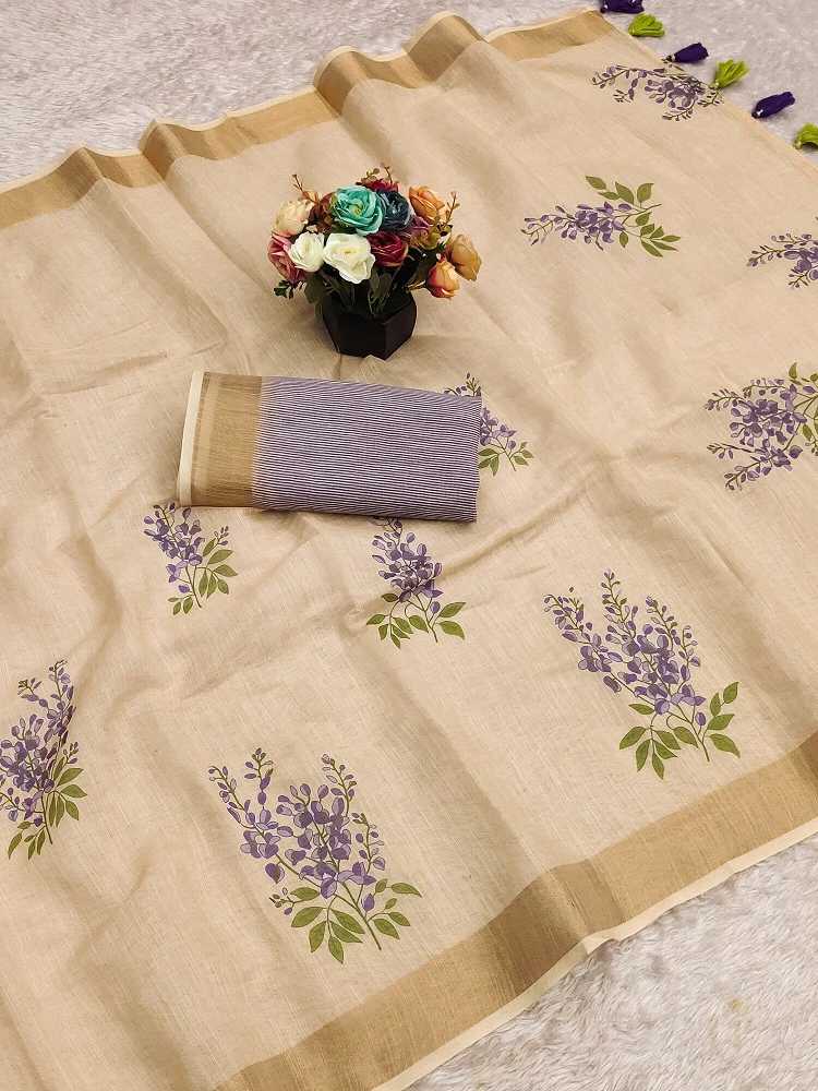 Dazira Meera 268 Digital Printed linen fabric sarees floral online india