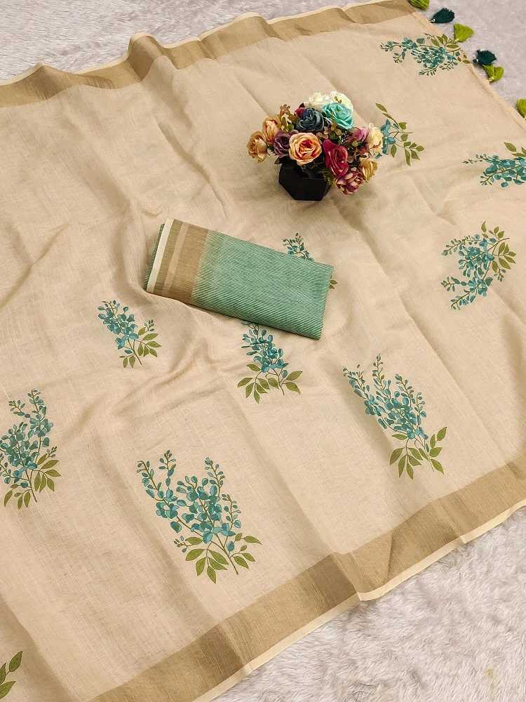 Dazira Meera 268 Digital Printed linen fabric sarees floral online india