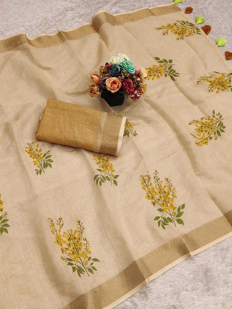 Dazira Meera 268 Digital Printed linen fabric sarees floral online india