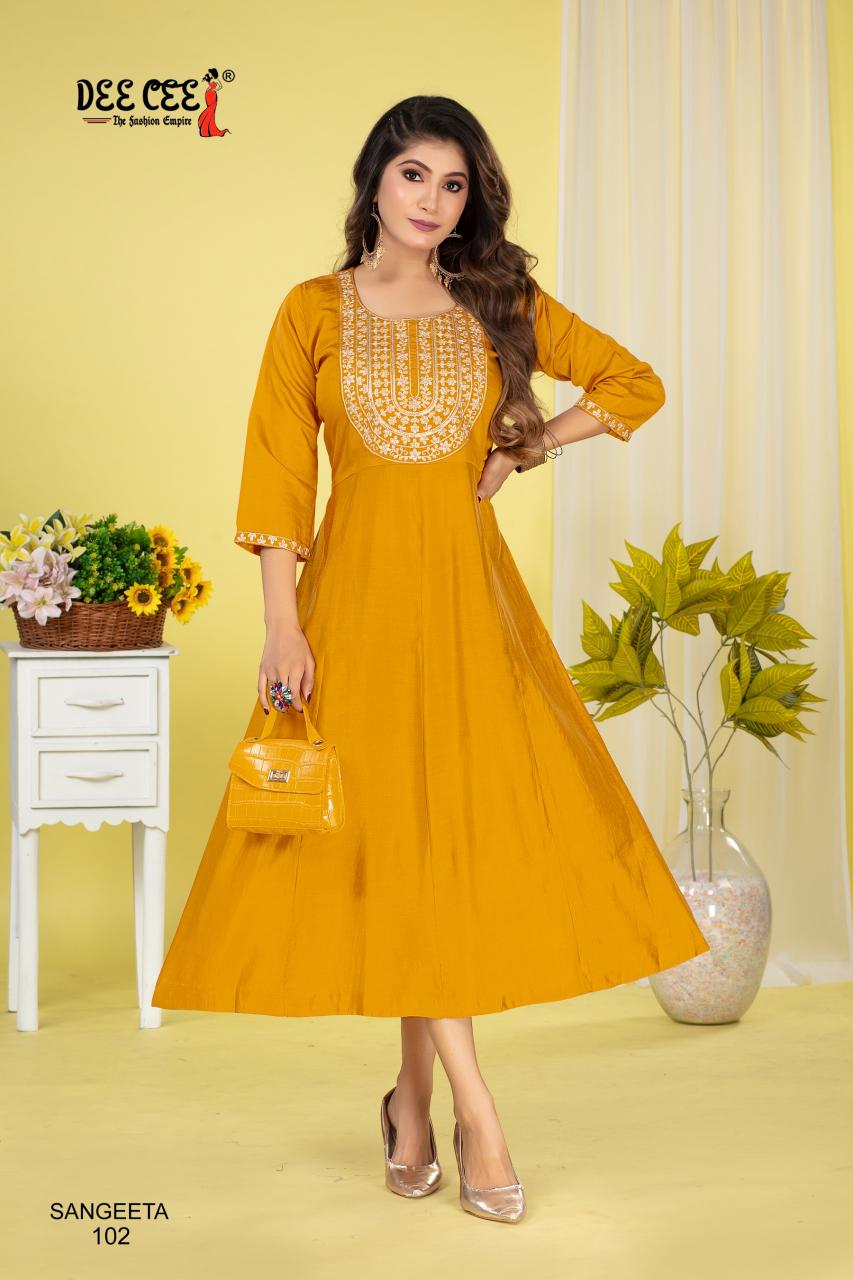 Deecee Sangeeta Catalog yellow kurti online india