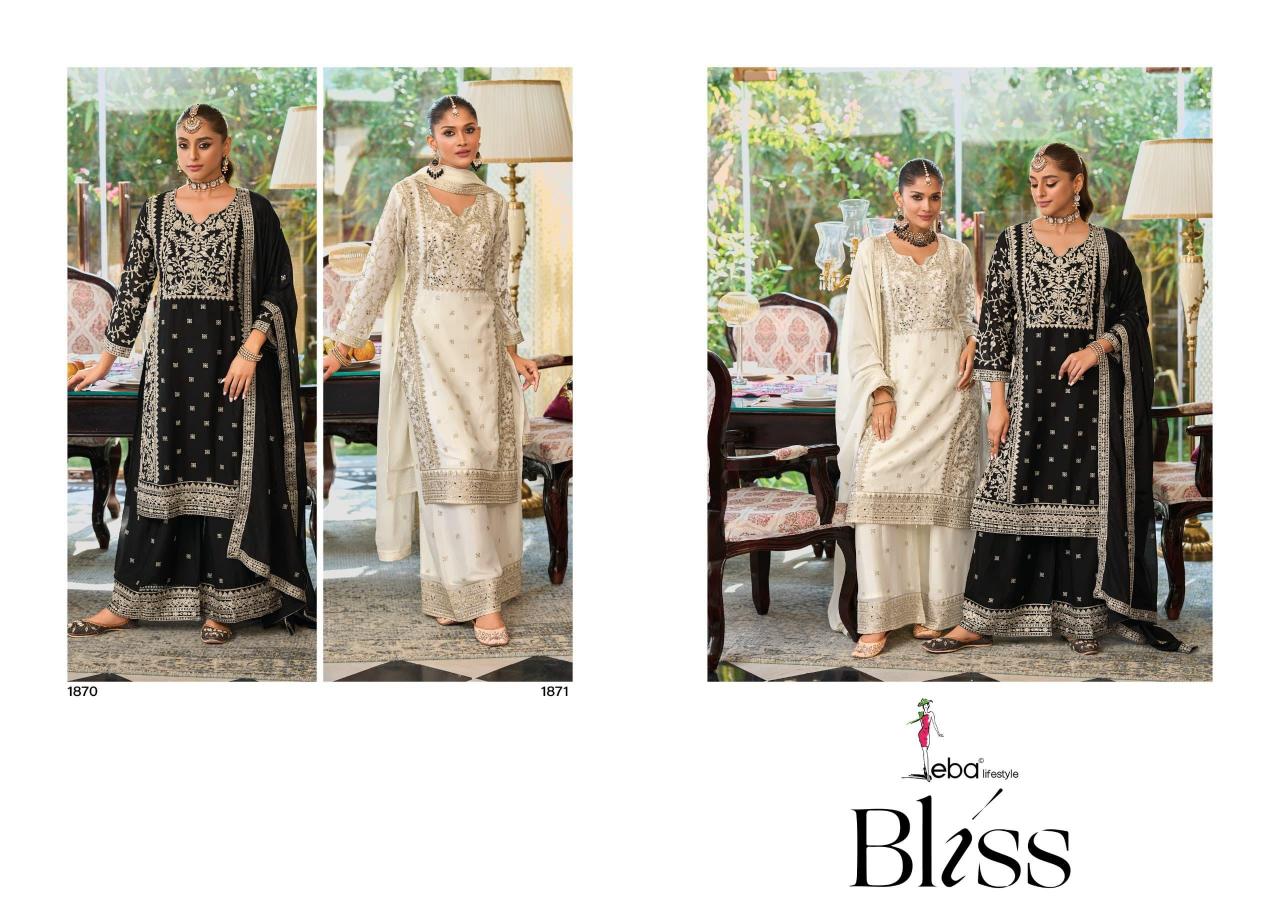 Eba Bliss Catalog Chinon With Embroidered wholesale salwar kameez