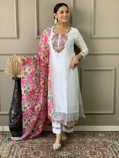 Felocity Sku 551 catalog Off White Chanderi designer pakistani kurtis india