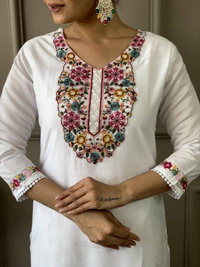 Felocity Sku 551 catalog Off White Chanderi designer pakistani kurtis india