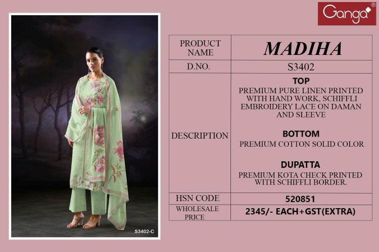 Ganga Madiha 3402 catalog surat salwar kameez wholesalers online