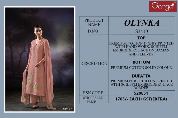 Ganga Olynka 3410 catalog salwar kameez fabric wholesale