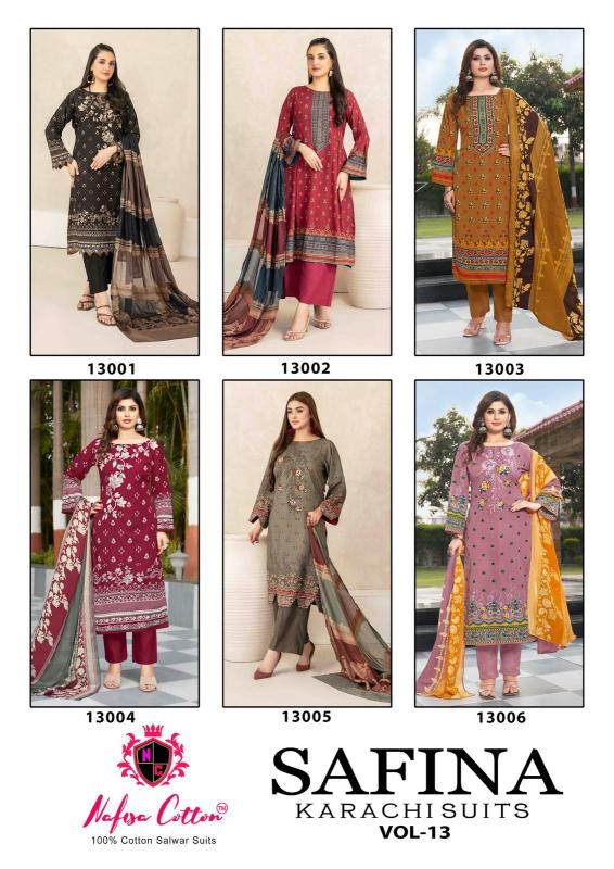 Nafisa Safina Vol-13 - Karachi Dress Material - Wholesale Catalog