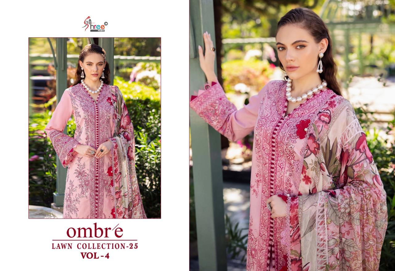 Shree Fabs Ombre Lawn Collection 25 Vol 4 Catalog Cotton Dupatta buy pakistani bridal suits online