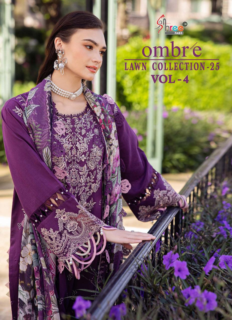 Shree Fabs Ombre Lawn Collection 25 Vol 4 Catalog Cotton Dupatta buy pakistani bridal suits online