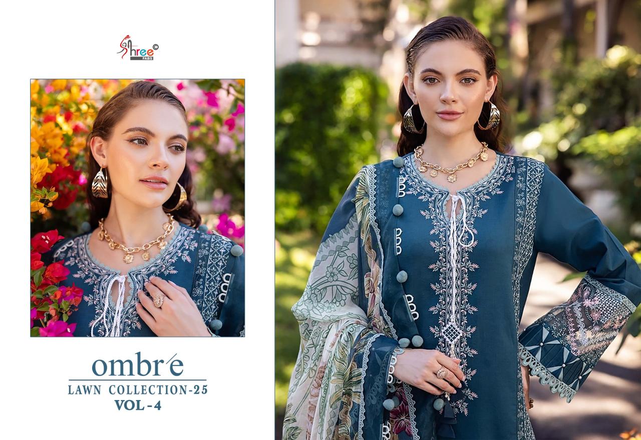 Shree Fabs Ombre Lawn Collection 25 Vol 4 Catalog Cotton Dupatta buy pakistani bridal suits online