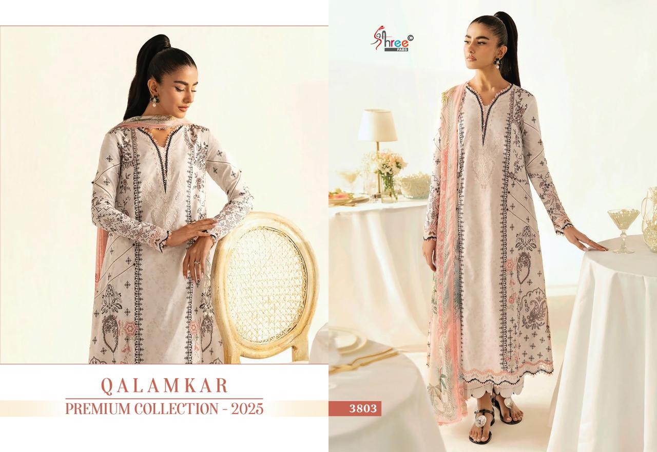 Shree Fabs Qalamkar Premiun Collection 2025 catalog Chiffon Dupatta buy pakistani suits latest collection