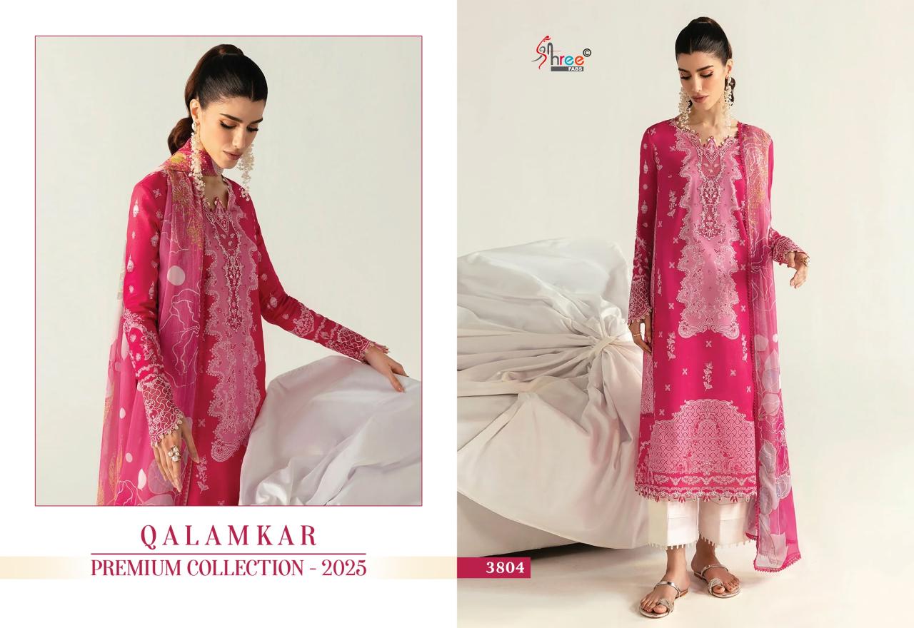 Shree Fabs Qalamkar Premiun Collection 2025 catalog Chiffon Dupatta buy pakistani suits latest collection