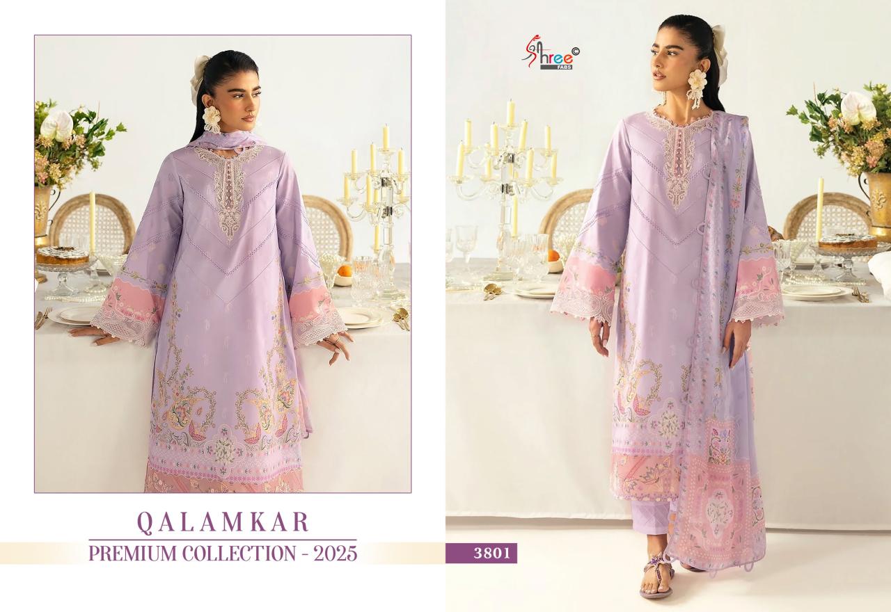 Shree Fabs Qalamkar Premiun Collection 2025 catalog Chiffon Dupatta buy pakistani suits latest collection