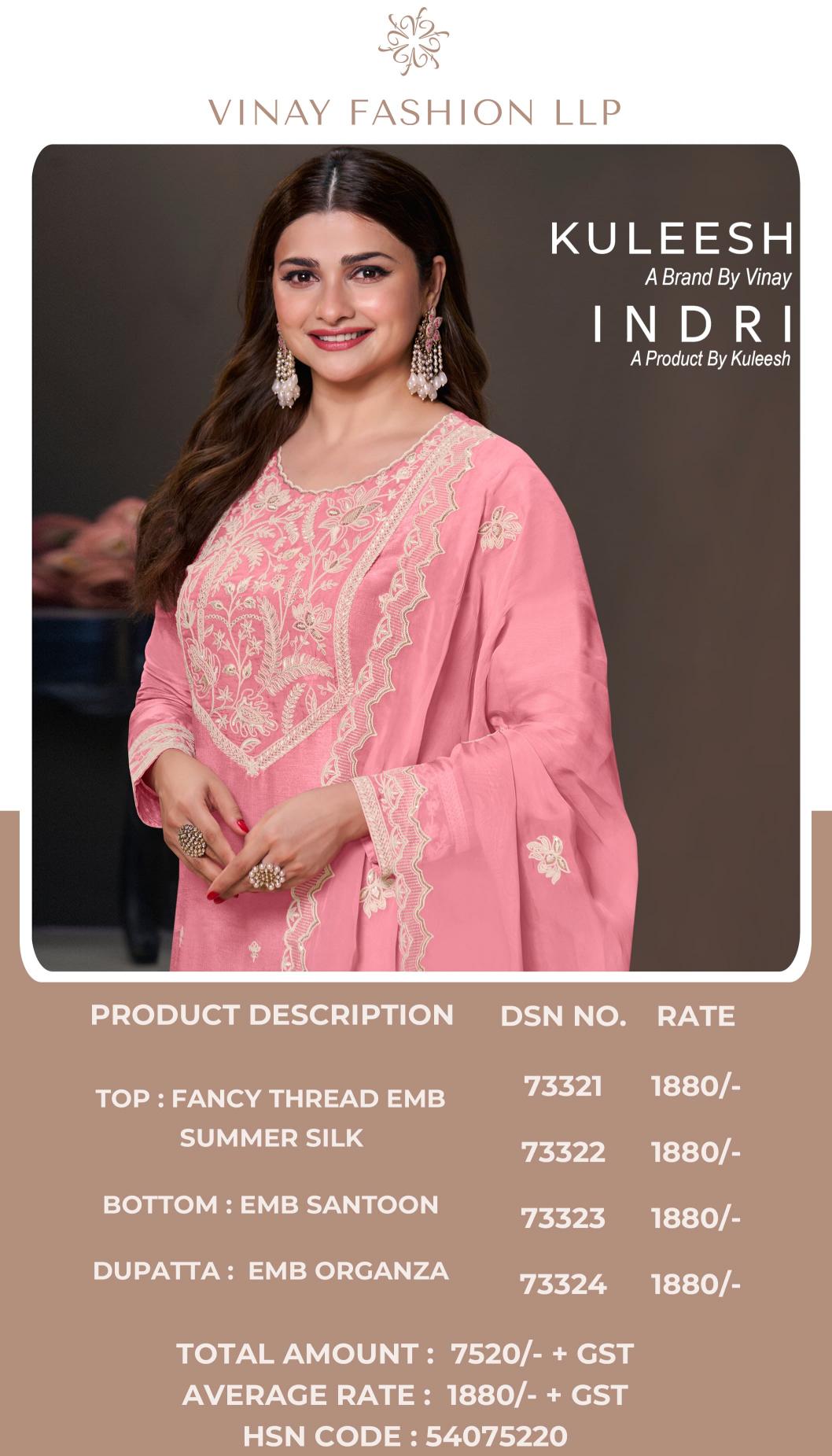 Vinay Kuleesh Indri catalog designer salwar suits wholesale