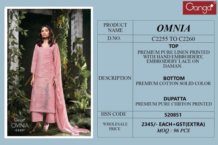 Ganga Omnia catalog wholesale unstitched salwar kameez material